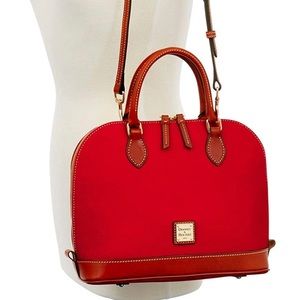 Red Satchel Pebble Grain Leather